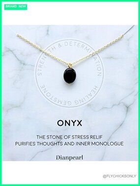 Onyx Pendant Necklace 14k Gold Plated BFF Friendship Gift